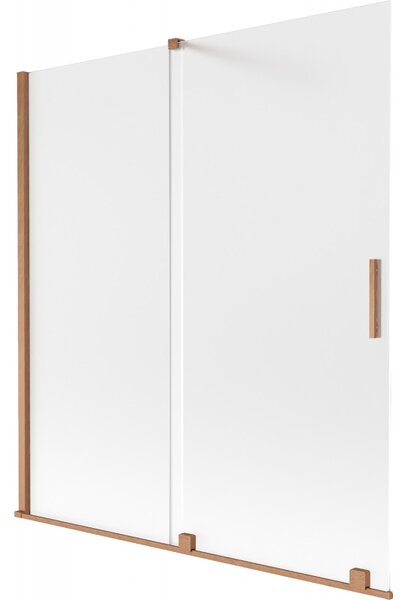 Mexen Velar, 2-křídlová posuvná vanová zástěna 150 x 150 cm, 8mm sklo námraza, měděná matná, 896-150-000-31-65