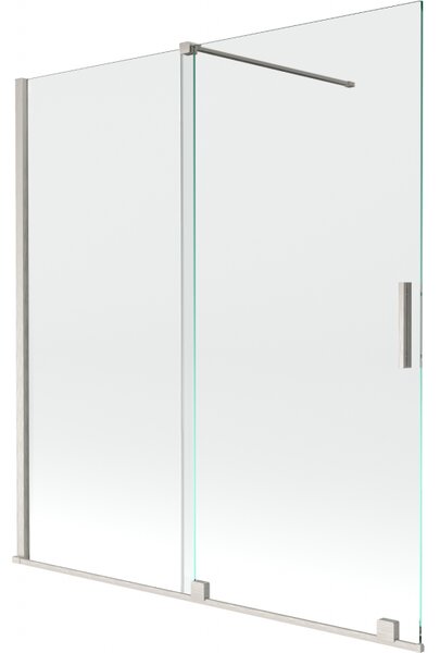 Mexen Velar, 2-křídlová posuvná vanová zástěna 150 x 150 cm, 8mm čiré sklo, broušená ocel, 896-150-000-01-97