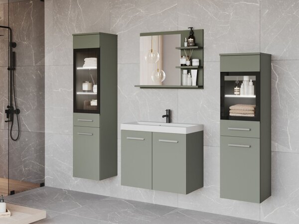 Koupelnový nábytek Apogon I, Barva: mlhavě zelená, Sifon k umyvadlu: ne, Osvětlení: osvětlení LED - bílé, Baterie: ne 5903211455445