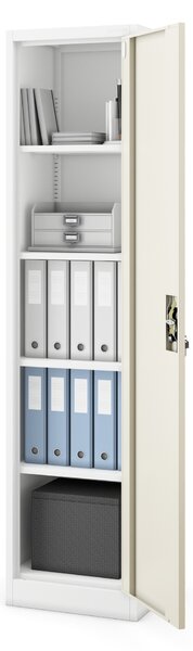 Plechová skříň ALEX, 450 x 1850 x 400 mm, Eco Design: bílá/ dub sonoma