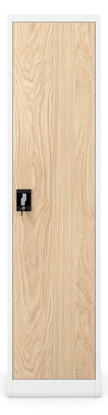 Plechová skříň ALEX, 450 x 1850 x 400 mm, Eco Design: bílá/ dub sonoma
