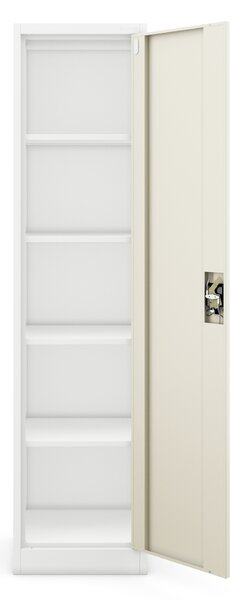 Plechová skříň ALEX, 450 x 1850 x 400 mm, Eco Design: bílá/ dub sonoma