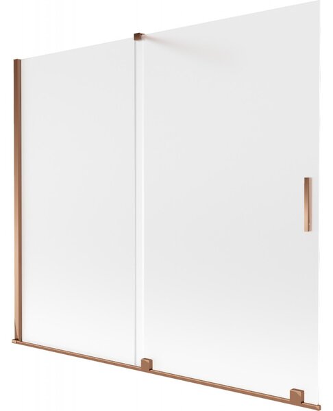 Mexen Velar, 2-křídlová posuvná vanová zástěna 180 x 150 cm, 8mm sklo námraza, růžové zlato, 896-180-000-31-60