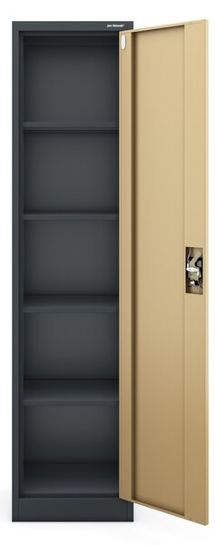 Plechová skříň ALEX, 450 x 1850 x 400 mm, Eco Design: antracitová/ ořech