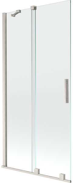 Mexen Velar, 2-křídlová posuvná vanová zástěna 90 x 150 cm, 8mm čiré sklo, broušená ocel, 896-090-000-01-97