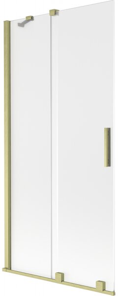 Mexen Velar, 2-křídlová posuvná vanová zástěna 90 x 150 cm, 8mm sklo námraza, zlatá matná, 896-090-000-31-55