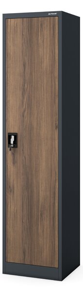Plechová skříň ALEX, 450 x 1850 x 400 mm, Eco Design: antracitová/ ořech