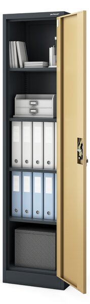 Plechová skříň ALEX, 450 x 1850 x 400 mm, Eco Design: antracitová/ ořech