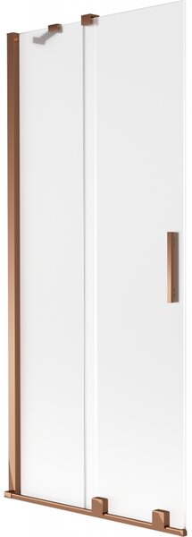Mexen Velar, 2-křídlová posuvná vanová zástěna 80 x 150 cm, 8mm sklo námraza, růžové zlato, 896-080-000-31-60