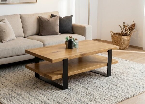 Morawood Konferenční stolek New York Barva desky: Natural, Barva podnože: Černý mat, Rozměry: 450x900(mm)