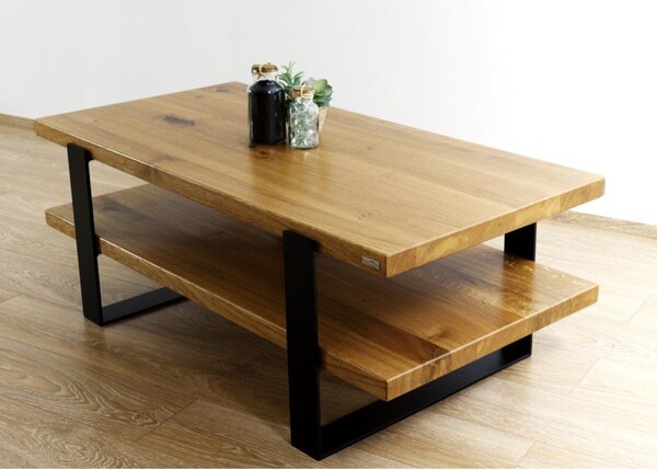 Morawood Konferenční stolek New York Barva desky: Natural, Barva podnože: Černý mat, Rozměry: 450x900(mm)