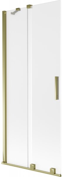 Mexen Velar, 2-křídlová posuvná vanová zástěna 80 x 150 cm, 8mm sklo námraza, zlatá lesklá, 896-080-000-31-50