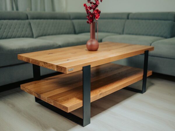 Morawood Konferenční stolek New York Barva desky: Natural, Barva podnože: Černý mat, Rozměry: 450x900(mm)