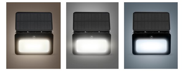 Solight LED solární reflektor se senzorem, 6W, 660lm, 3CCT, Li-Ion, černá WL913