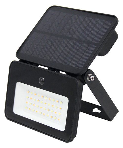 Solight LED solární reflektor se senzorem, 6W, 660lm, 3CCT, Li-Ion, černá WL913