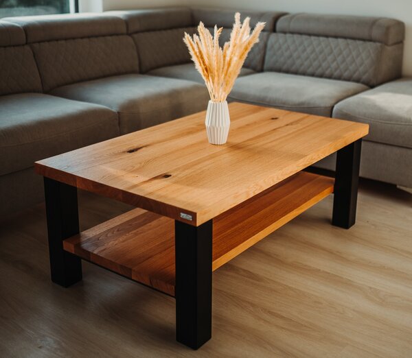 Morawood Konferenční stolek San Francisco Barva desky: Natural, Barva podnože: Černý mat, Rozměry: 450x900(mm)