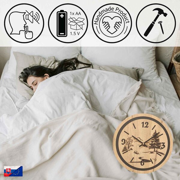 Hodiny na zeď do obývacího pokoje - Příroda a les | GRUN: HDF - Javor 30 cm 4799-115371 HDF0608-čiene-ruky