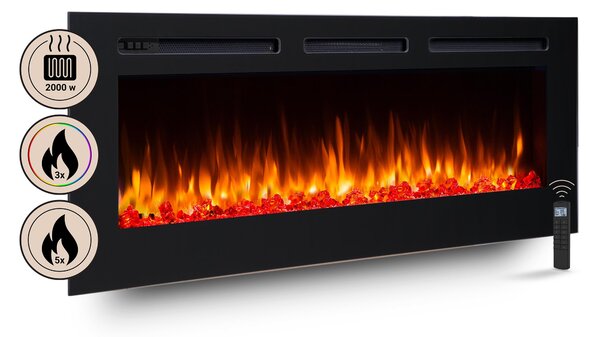 Elektrický krb, vestavný krb BALDERIA Fiamma 60 – topný výkon a 2000 W, erný