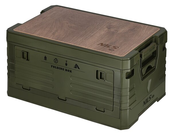 NCB4002 ZELENÝ SKLÁDACÍ BOX S VÍKEM A DŘEVĚNOU DESKOU 2V1 32L NILS CAMP
