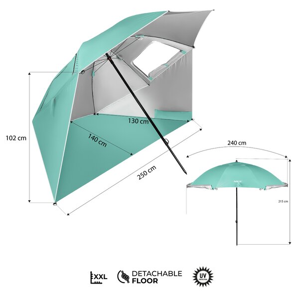 NC17114 ZELENÝ PLÁŽOVÝ SLUNEČNÍK / PARAVÁN 240 CM NILS CAMP