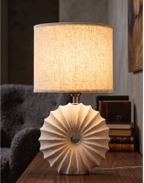 Krémová keramická stolní lampa s textilním stínidlem (výška 40 cm) Anemone – Mauro Ferretti