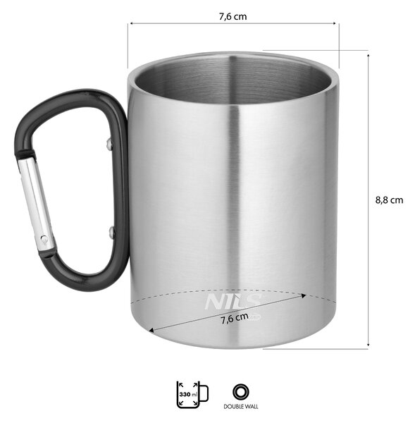 NC17110 ČERNÝ KEMPIGOVÝ HRNEK 300ML S KARABINOU NILS CAMP