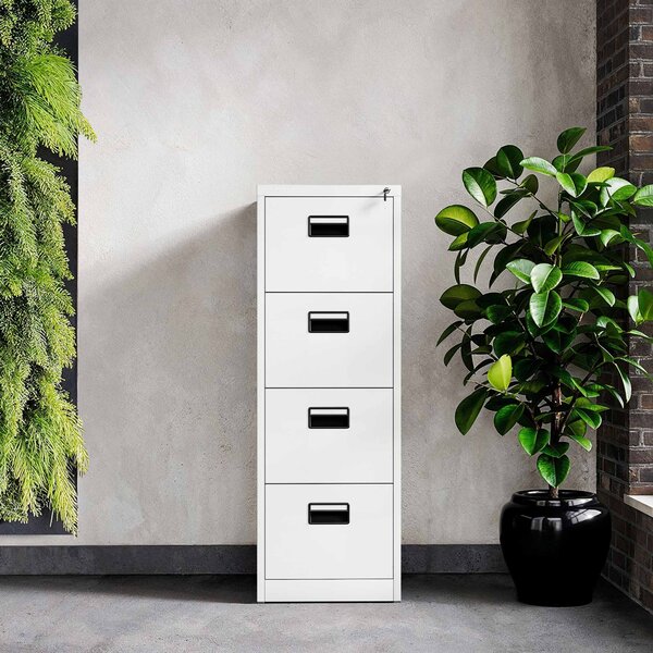 Plechová kartotéka, 4 zásuvky SARA V4, 460 x 1320 x 620 mm, bílá