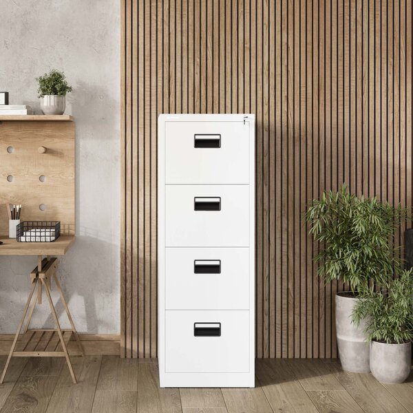 Plechová kartotéka, 4 zásuvky SARA V4, 460 x 1320 x 620 mm, bílá