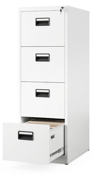 Plechová kartotéka, 4 zásuvky SARA V4, 460 x 1320 x 620 mm, bílá