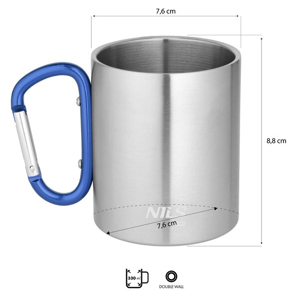 NC17110 MODRÝ KEMPIGOVÝ HRNEK 300ML S KARABINOU NILS CAMP