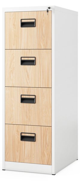 Plechová kartotéka, 4 zásuvky SARA V4, 460 x 1320 x 620 mm, Eco Design: bílá/ dub sonoma