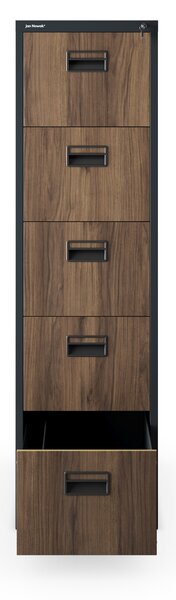 Plechová kartotéka, 5 zásuvek SARA V5, 460 x 1625.5 x 620 mm, Eco Design: antracitová/ ořech