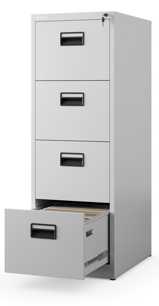 Plechová kartotéka, 4 zásuvky SARA V4, 460 x 1320 x 620 mm, šedá