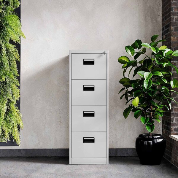 Plechová kartotéka, 4 zásuvky SARA V4, 460 x 1320 x 620 mm, šedá