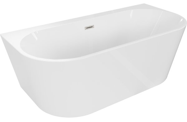 Mexen Oval+, volně stojící vana ke stěně 170 x 80 cm, bílá lesklá, broušená ocel, 52681708000-97