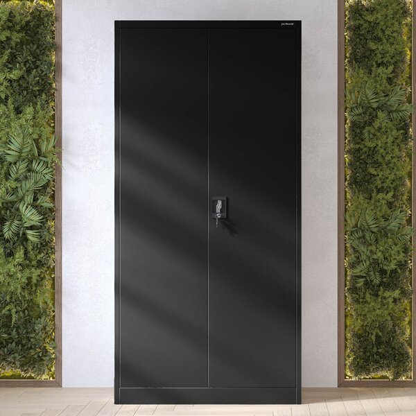 Víceúčelová skříň DAWID, 900 x 1850 x 450 mm, All Black: černá