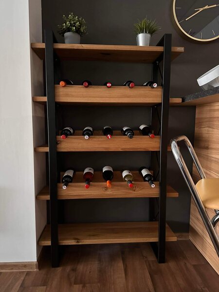 Morawood Vinotéka Bordeaux Barva desky: Natural, Barva konstrukce: Černý mat