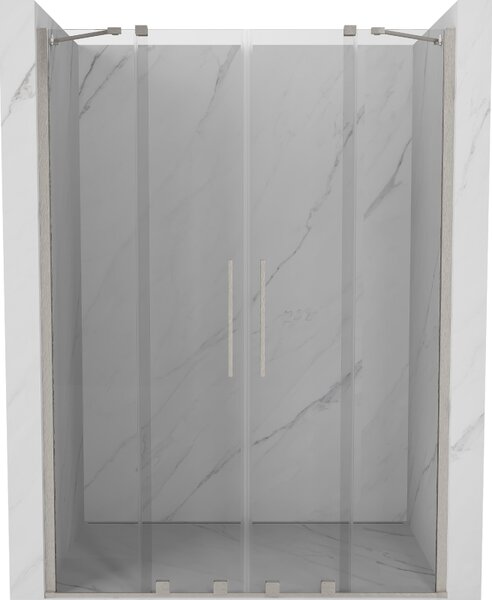 Mexen Velar Duo, posuvné sprchové dveře do otvoru 140 cm, 8mm čiré sklo, broušená ocel, 871-140-000-02-97