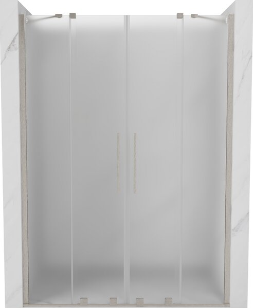 Mexen Velar Duo, posuvné sprchové dveře do otvoru 140 cm, 8mm sklo námraza, broušená ocel, 871-140-000-32-97