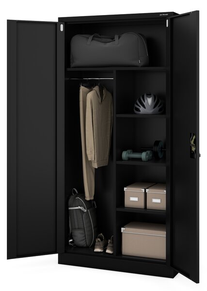 Víceúčelová skříň DAWID, 900 x 1850 x 450 mm, All Black: černá