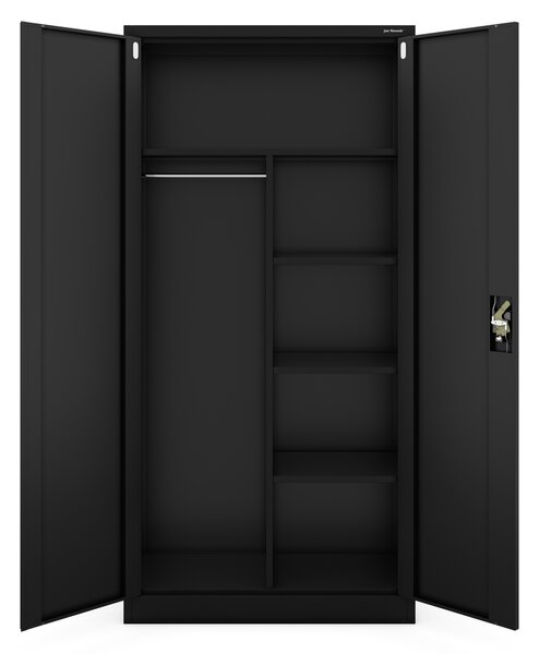 Víceúčelová skříň DAWID, 900 x 1850 x 450 mm, All Black: černá