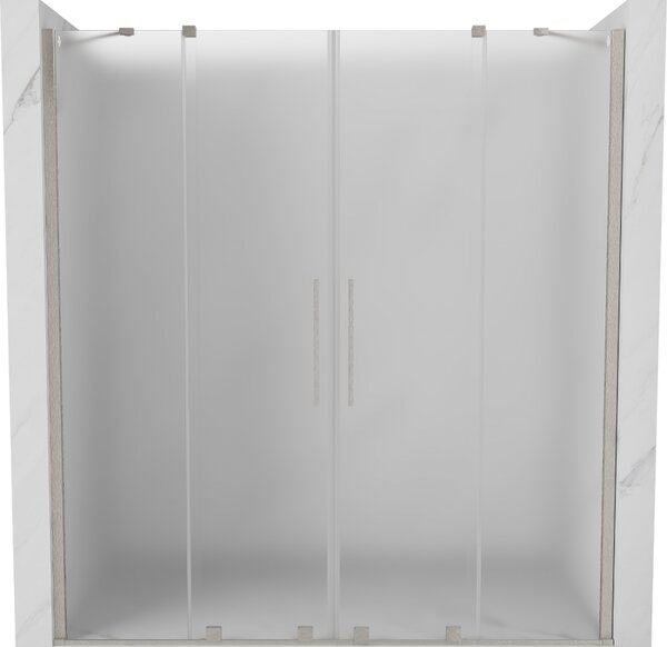 Mexen Velar Duo, posuvné sprchové dveře do otvoru 170 cm, 8mm sklo námraza, broušená ocel, 871-170-000-32-97