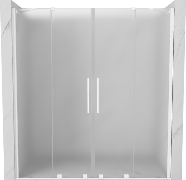Mexen Velar Duo, posuvné sprchové dveře do otvoru 170 cm, 8mm sklo námraza, bílá matná, 871-170-000-32-20