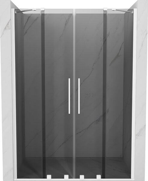 Mexen Velar Duo, posuvné sprchové dveře do otvoru 140 cm, 8mm šedé sklo, bílá matná, 871-140-000-42-20