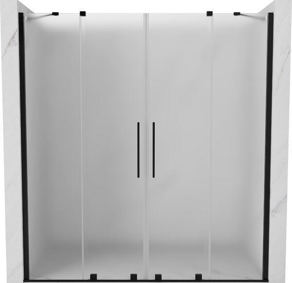Mexen Velar Duo, posuvné sprchové dveře do otvoru 170 cm, 8mm sklo námraza, černá matná, 871-170-000-32-70