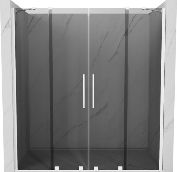 Mexen Velar Duo, posuvné sprchové dveře do otvoru 170 cm, 8mm šedé sklo, bílá matná, 871-170-000-42-20
