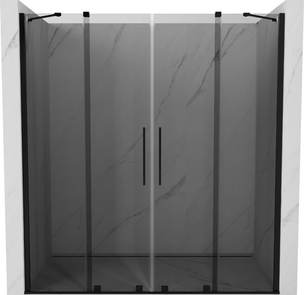 Mexen Velar Duo, posuvné sprchové dveře do otvoru 180 cm, 8mm šedé sklo, černá matná, 871-180-000-42-70