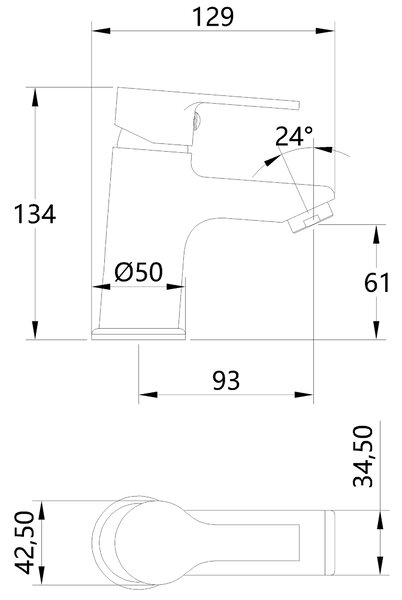Invena Bralos, umyvadlová baterie h-134, černá matná, INV-BU-07-004-A