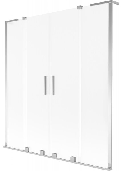 Mexen Velar L Duo, 2-křídlová posuvná vanová zástěna 140 x 150 cm, 8mm sklo námraza, chromová, 896-140-003-32-01