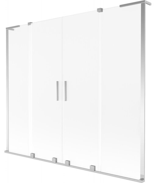 Mexen Velar L Duo, 2-křídlová posuvná vanová zástěna 170 x 150 cm, 8mm sklo námraza, chromová, 896-170-003-32-01